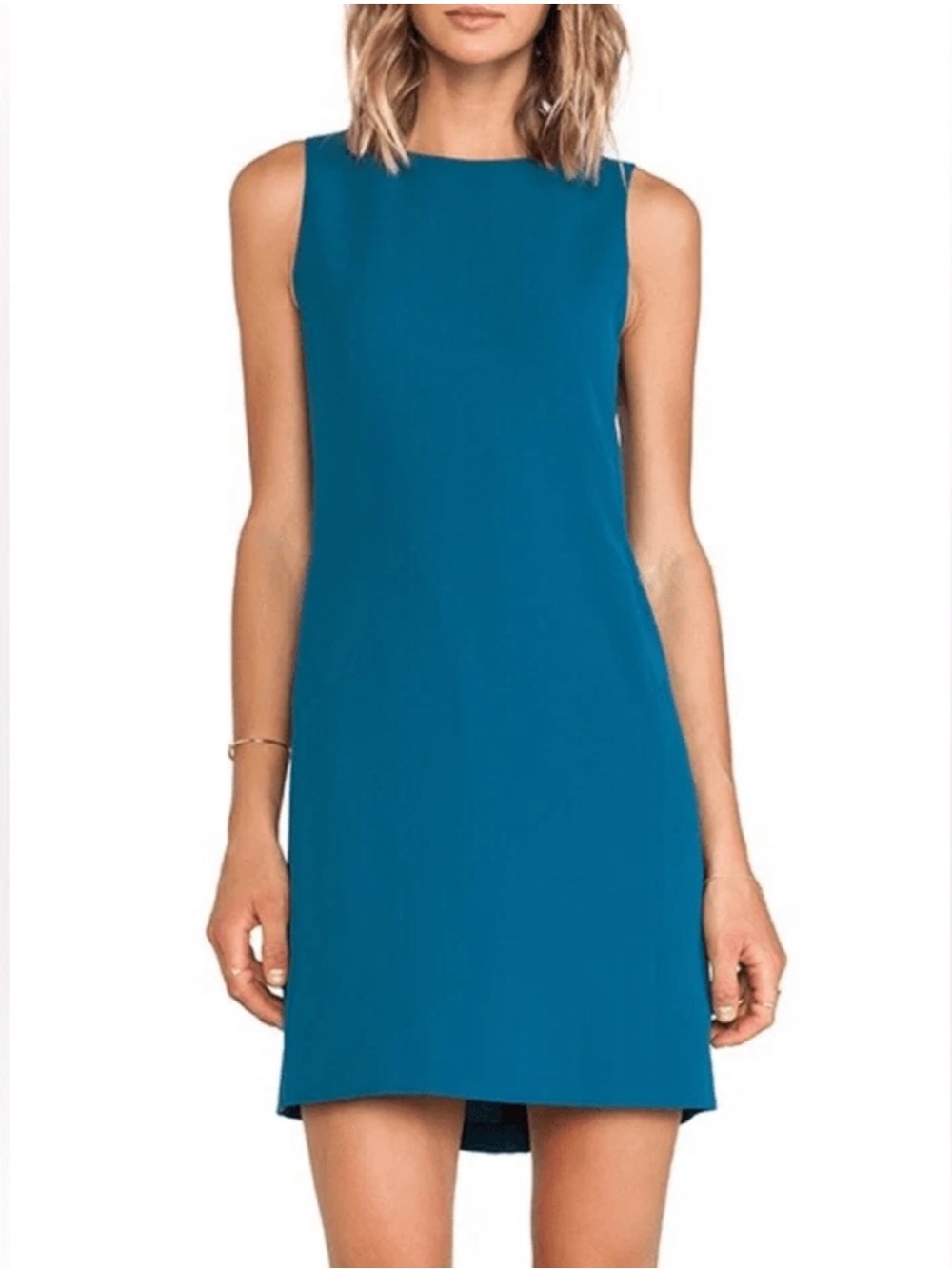 Vince Sleeveless Classic A Line Shift Dress Petroleum Teal Blue Green 4